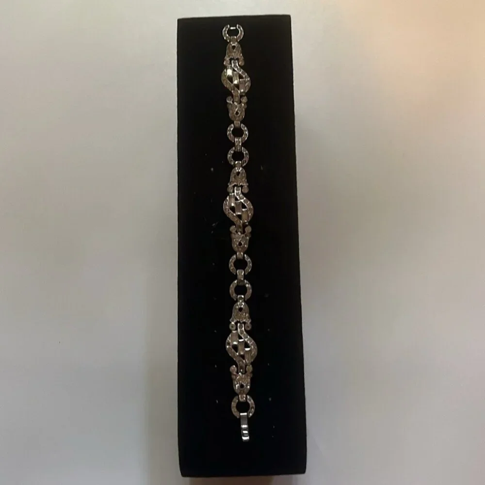 💎✨ Silver-Tone Rhinestone Link Chain Bracelet | Elegant Sparkling Design | 7” L - Picture 2 of 8